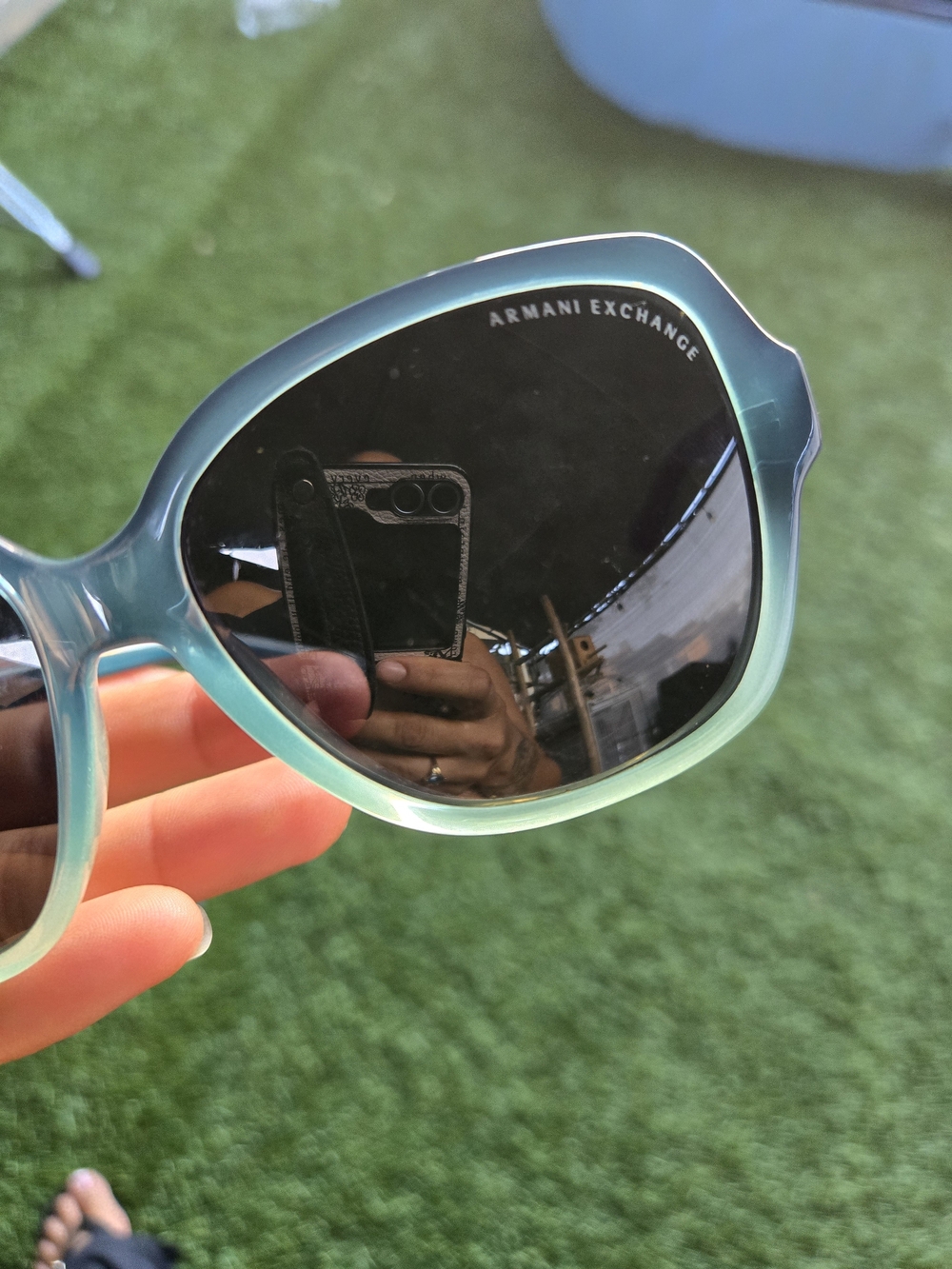 Armani Exchange Women's Teal Gradient Frame Sunglasses